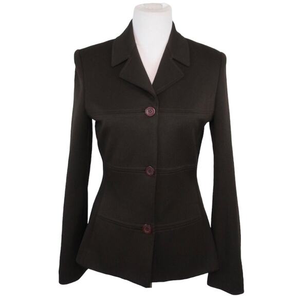 VERTIGO Pour La Ville Paris Brown Button Front Jacket Blazer Women’s Size Small - Picture 1 of 13